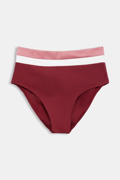 Tri-colour high-rise bikini bottoms