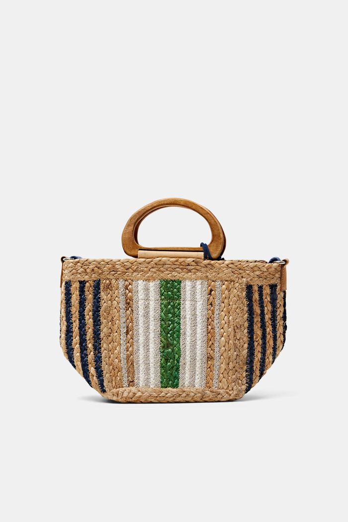 Striped woven Jute Tote, MULTICOLOUR, detail image number 0