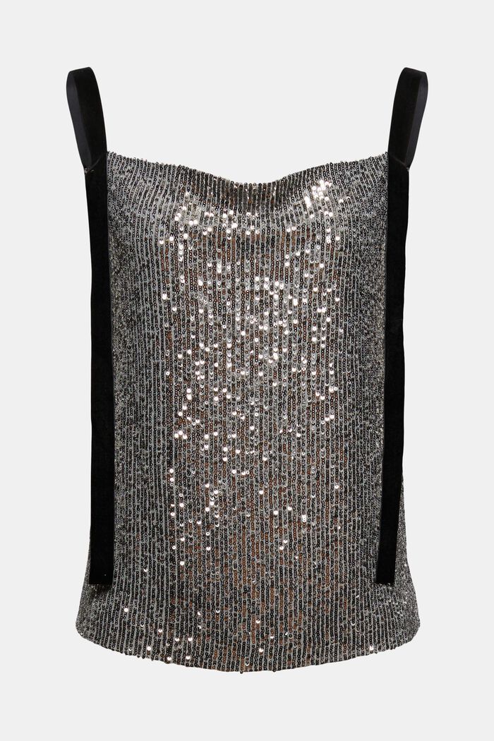 Sequinned top with velvet straps
