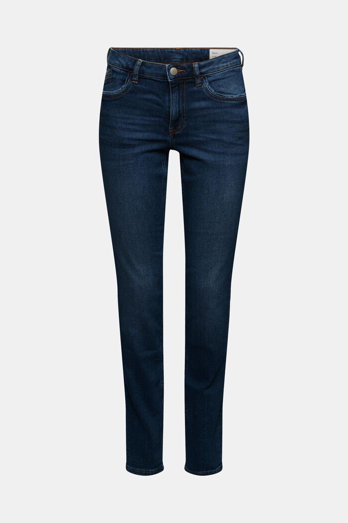 Stretch jeans with organic cotton, BLUE DARK WASHED, detail image number 3