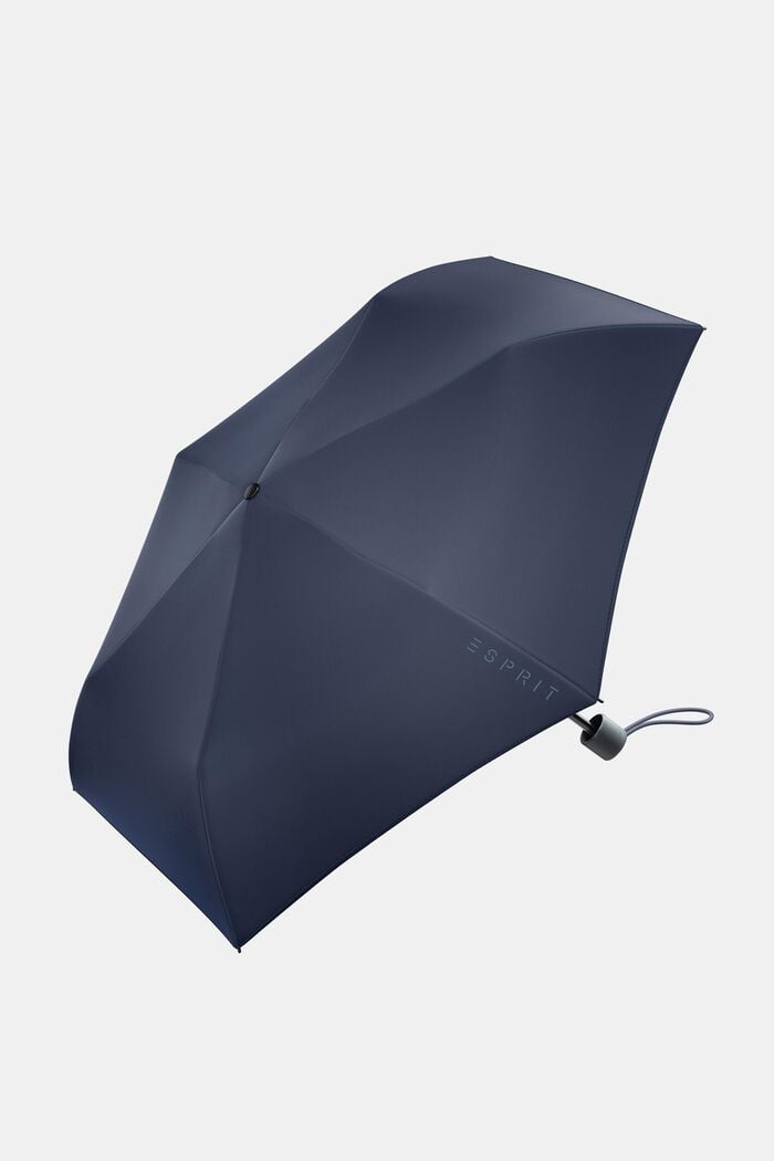 ESPRIT - Pocket umbrella in navy blue with logo print at our online shop
