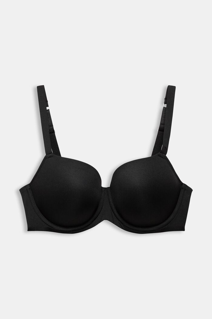 Padded underwire bra for larger cup sizes made of recycled material, BLACK, detail image number 4