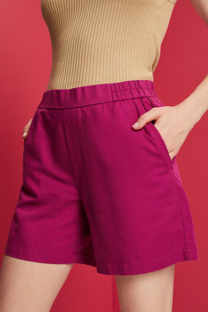 Pull-on shorts, linen-cotton blend, DARK PINK, detail image number 2