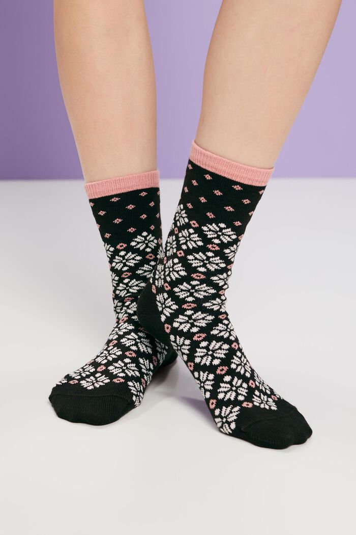3-Pack Chunky Norwegian Knit Socks, BROWN/BEIGE, detail image number 1