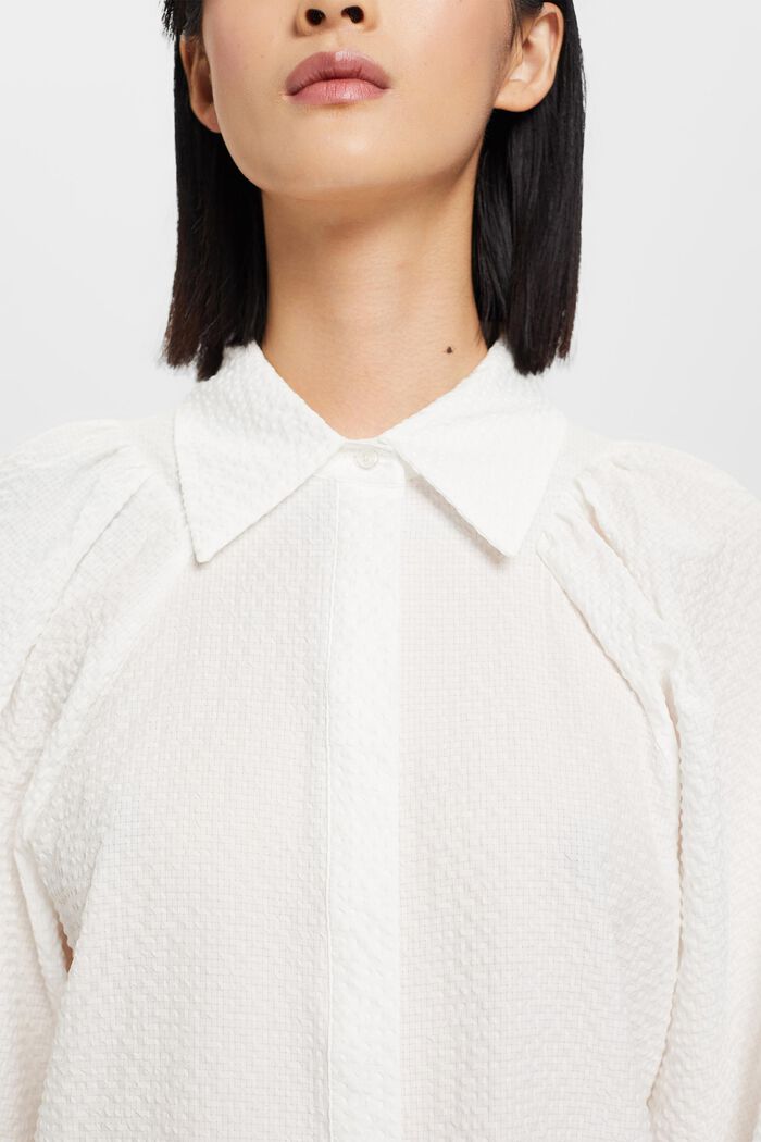 Seersucker blouse with puffy sleeves, OFF WHITE, detail image number 2