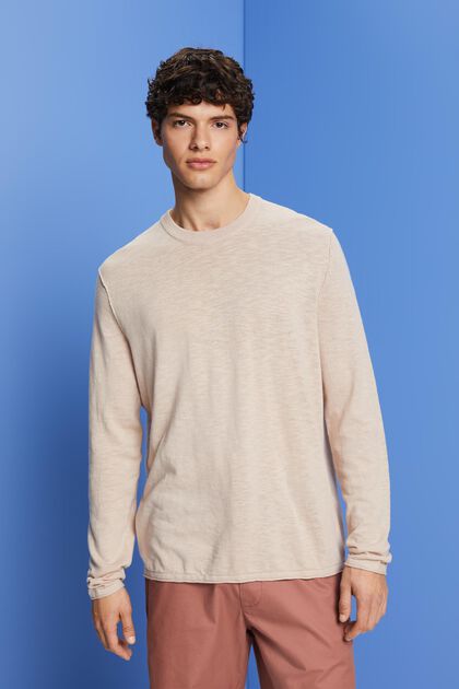 Crewneck jumper, cotton-linen blend