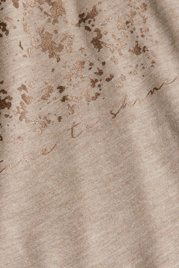 Top with a metallic print, LENZING™ ECOVERO™, LIGHT TAUPE, detail image number 1
