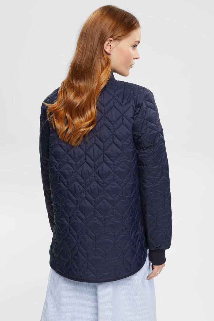 Quilted jacket with rib knit collar, NAVY, detail image number 3