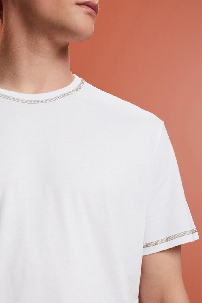 Jersey t-shirt with contrasting seams, WHITE, detail image number 2