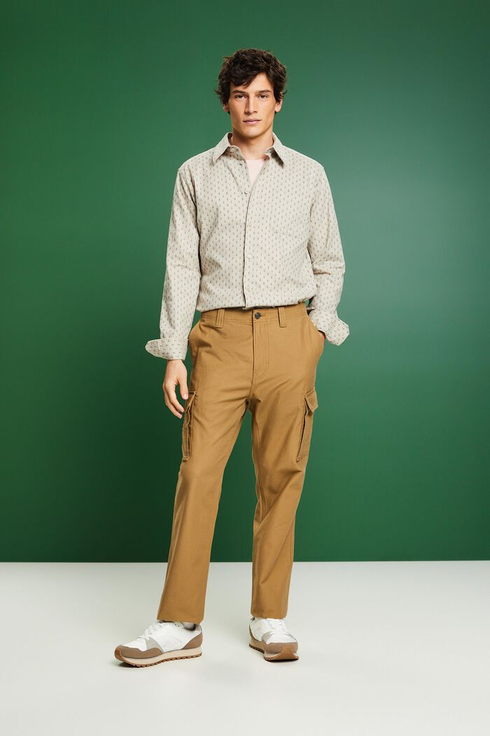 Patterned Twill Slim Fit Shirt, PASTEL GREY, detail image number 4