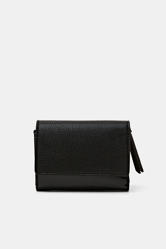 Glossy Fold-Over Wallet, BLACK, detail image number 0