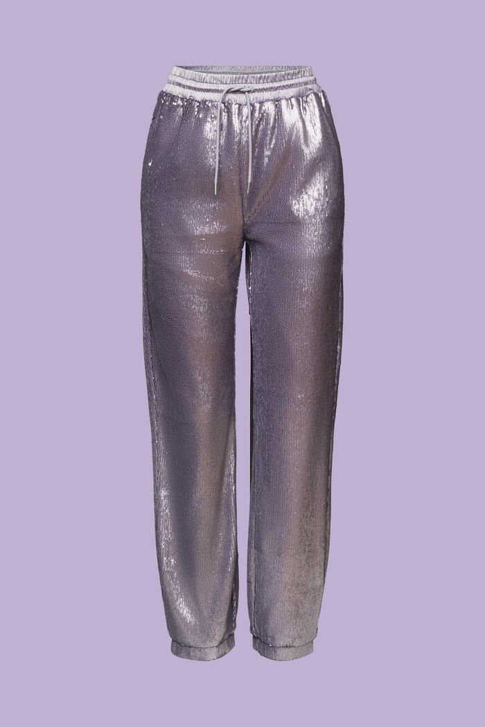 Sequined Satin Pants, LAVENDER, detail image number 7