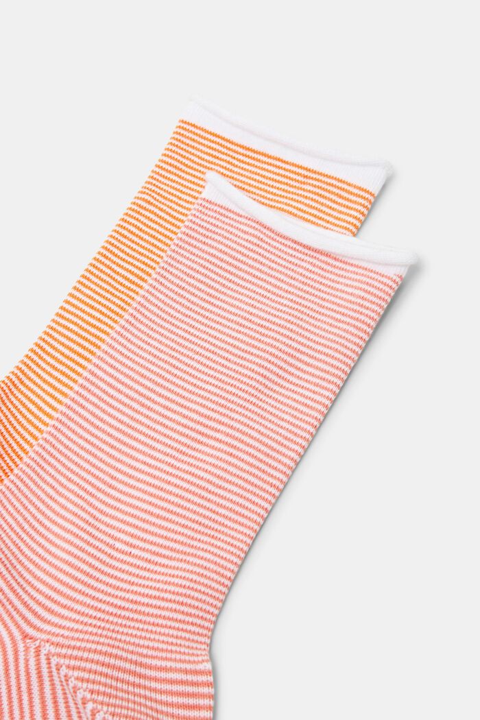 Striped socks with rolled cuffs, organic cotton, ORANGE/RED, detail image number 2