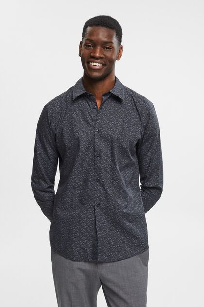 Patterned slim fit cotton shirt