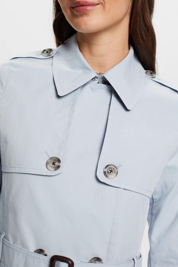 Short trench coat with belt, PASTEL BLUE, detail image number 2