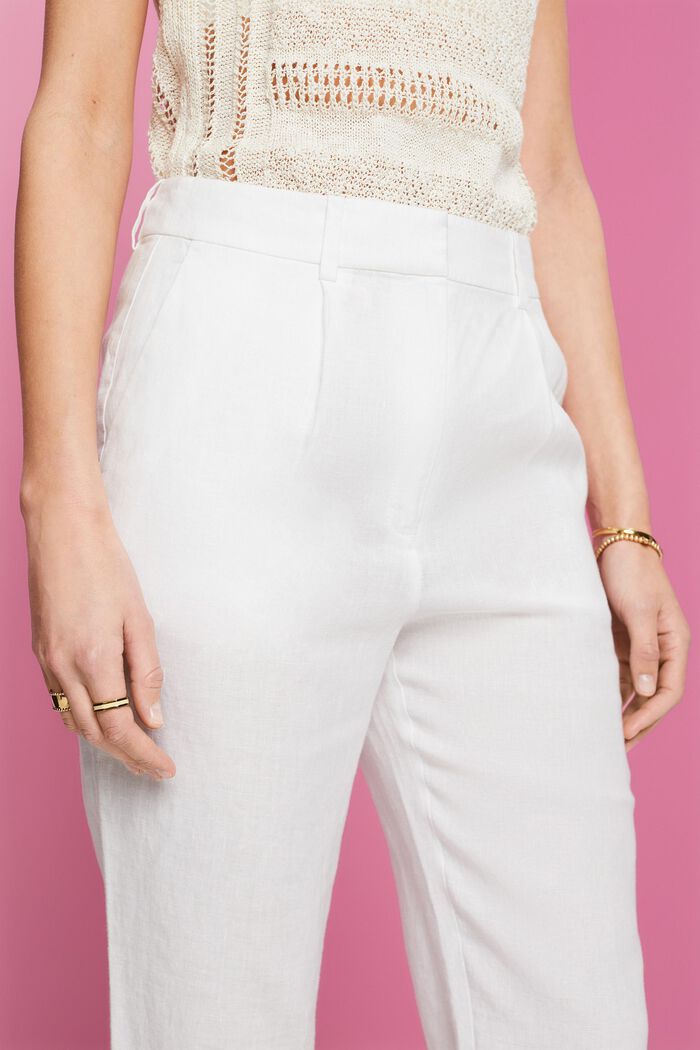 Cropped linen trousers, WHITE, detail image number 2