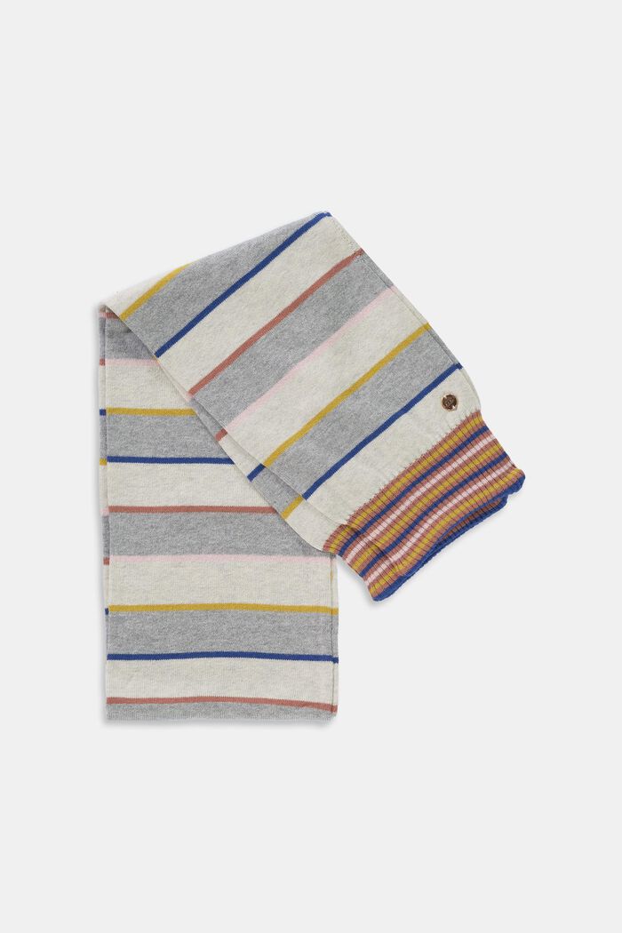 Striped knit scarf made of blended cotton