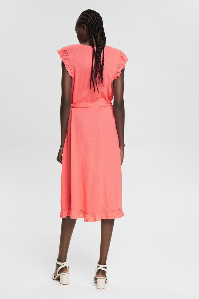 Containing TENCEL™: midi dress with a tie-around belt, CORAL RED, detail image number 2
