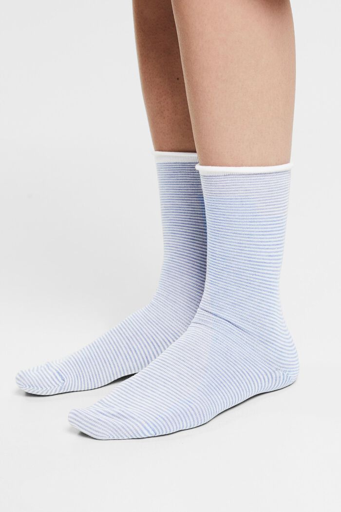 2-pack of striped socks, organic cotton, NAVY/LIGHT BLUE, detail image number 2