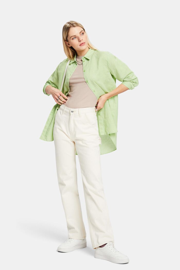 Linen-Cotton Shirt, LIGHT GREEN, detail image number 1