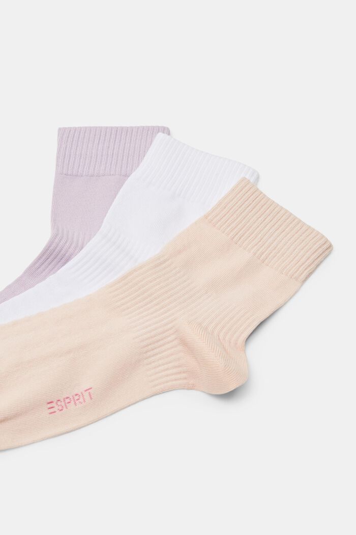 3-Pack Ribbed Organic Cotton Crew Socks, BEIGE/LILAC, detail image number 2