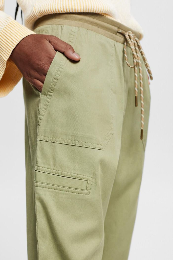 Containing TENCEL™: trousers in a tracksuit bottom style, LIGHT KHAKI, detail image number 2