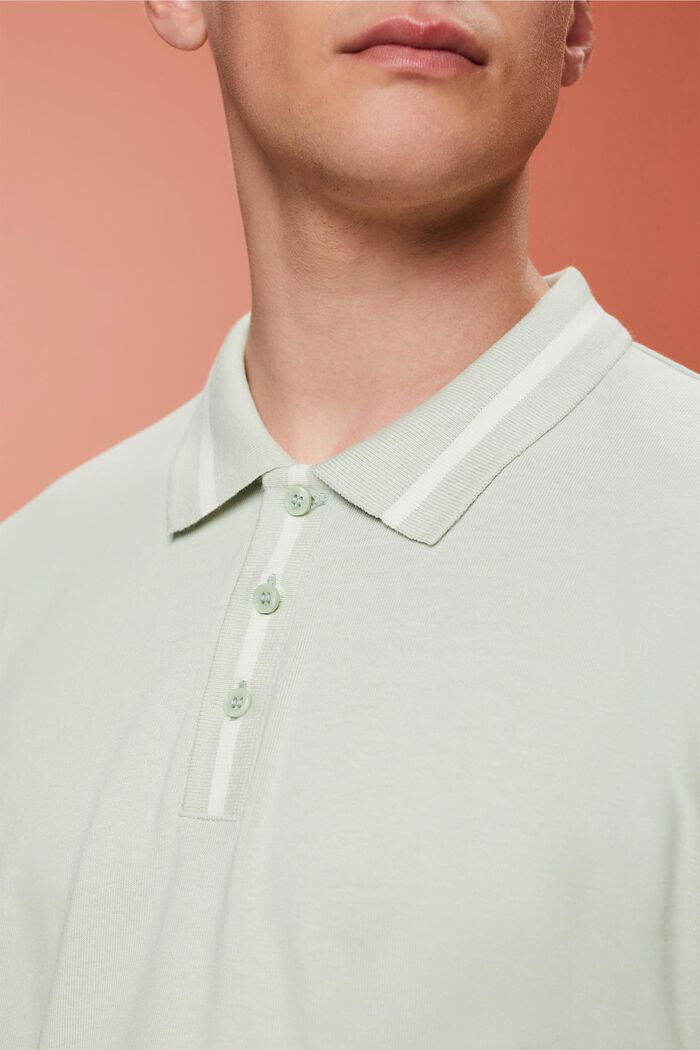 Jersey polo shirt, cotton blend, PASTEL GREEN, detail image number 2