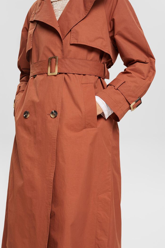Trench coat with belt, RUST BROWN, detail image number 2