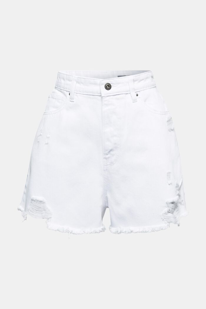 High rise denim shorts, WHITE, detail image number 0