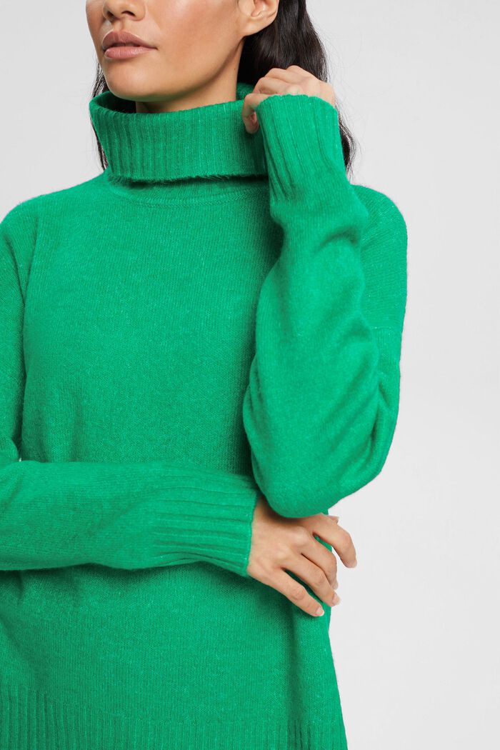 Knitted roll neck sweater, LIGHT GREEN, detail image number 0