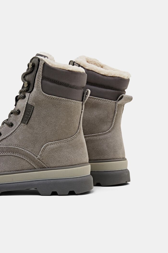 Suede lace-up boots with chunky sole, GREY, detail image number 3