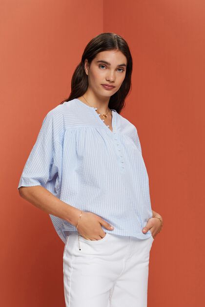Textured short-sleeve blouse