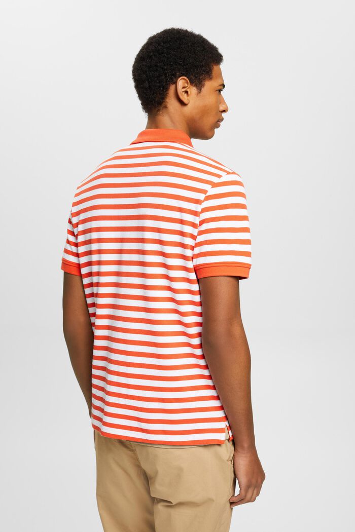 Striped slim fit polo shirt, ORANGE RED, detail image number 3