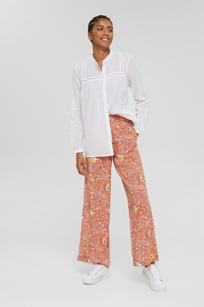 Printed trousers with a wide leg, LENZING™ ECOVERO™, BLUSH, detail image number 1