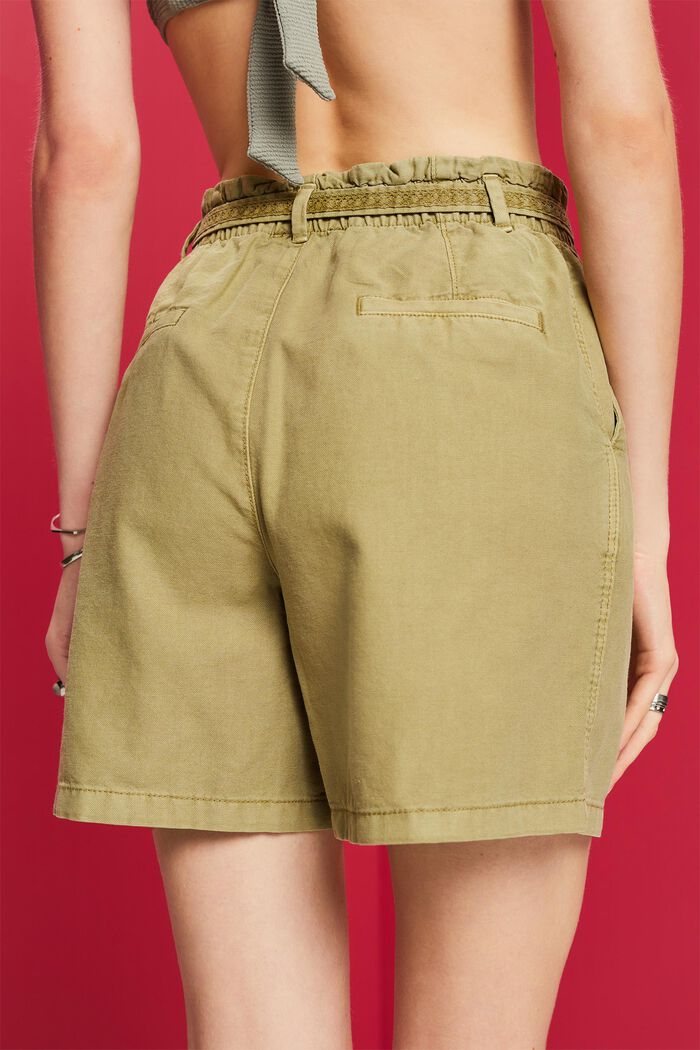Shorts with a tie belt, linen blend, PISTACHIO GREEN, detail image number 4