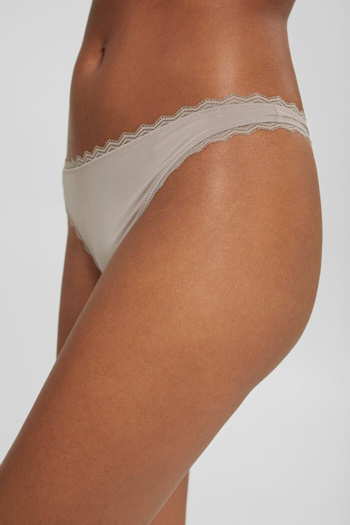 Hipster thong with lace border, LIGHT TAUPE, detail image number 1