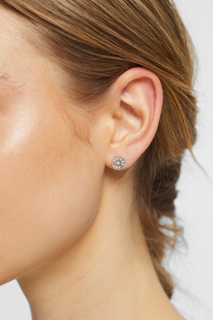 Stud earrings with zirconia, in sterling silver