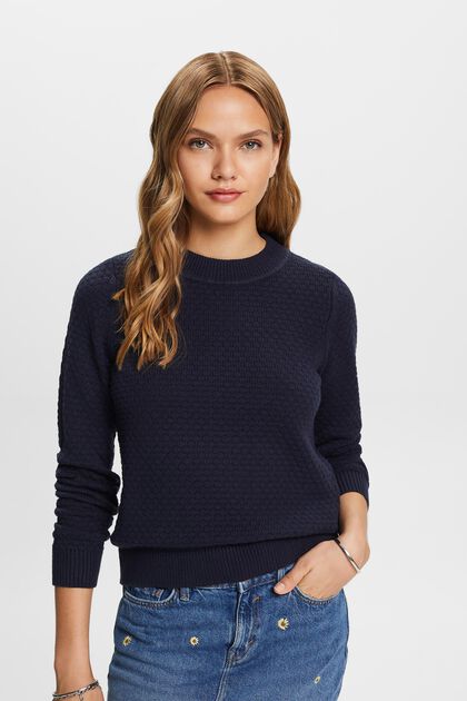Textured knit jumper, cotton blend