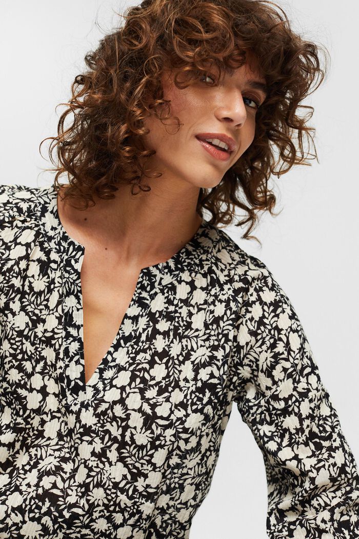 Patterned blouse with 3/4 sleeves, BLACK, detail image number 6