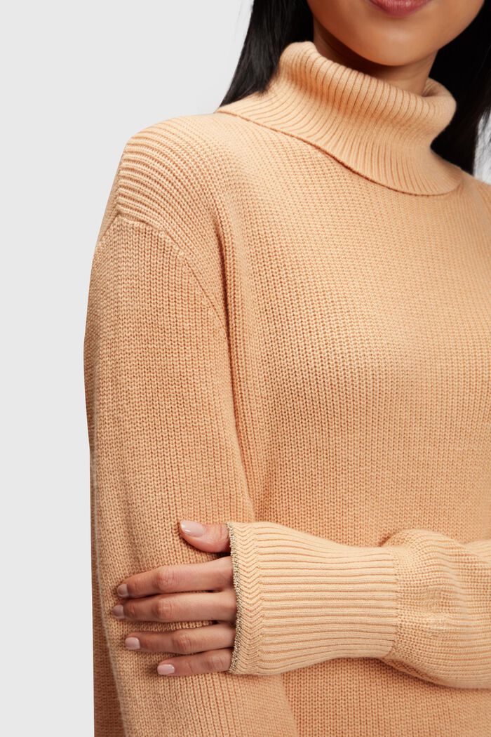 Knitted turtleneck dress with cashmere, BEIGE, detail image number 2