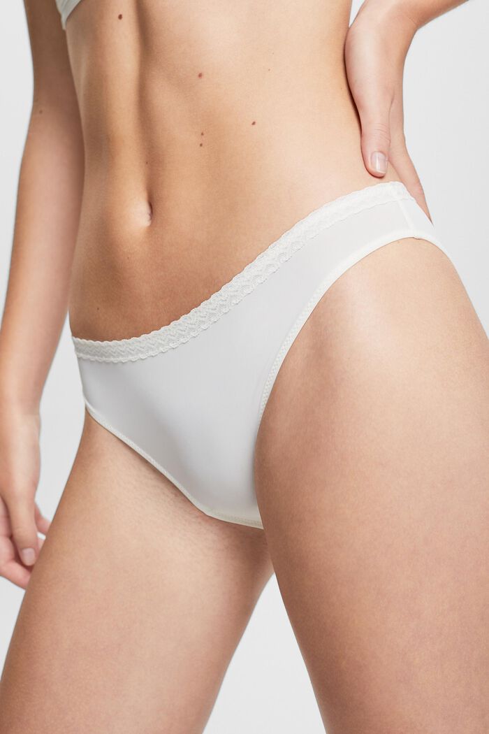 Hipster Lace Band Microfiber Briefs, OFF WHITE, detail image number 2
