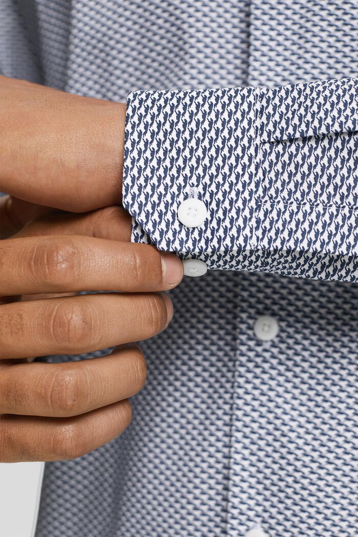 Patterned, sustainable cotton shirt, DARK BLUE, detail image number 0