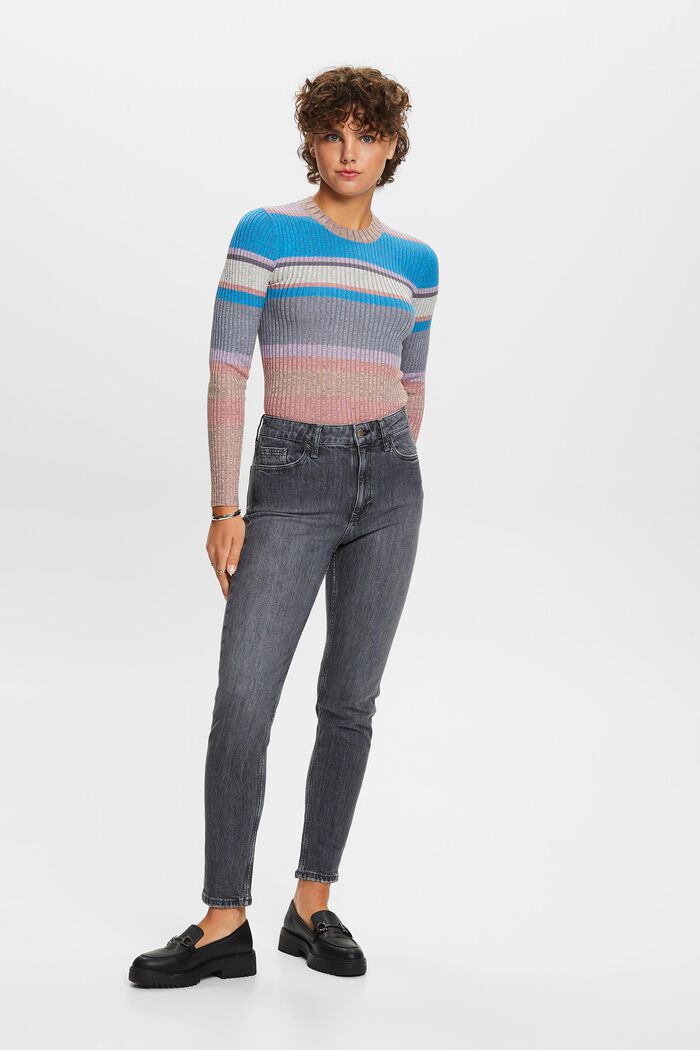 Striped rib knit jumper, LENZING™ ECOVERO™, BLUE, detail image number 4
