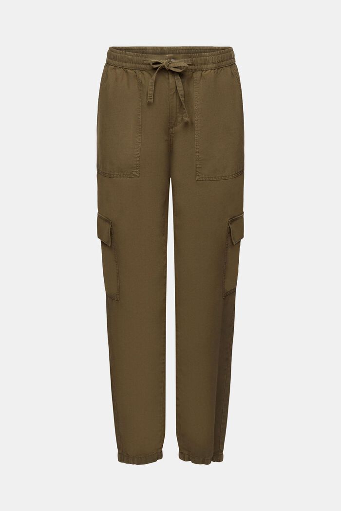 Mixed fabric cargo trousers with TENCEL™, KHAKI GREEN, detail image number 6