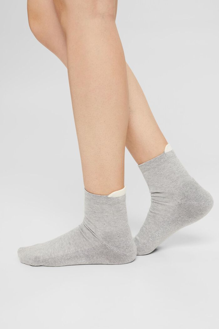 Double pack of short socks with a towelling sole, GREY/WHITE, overview