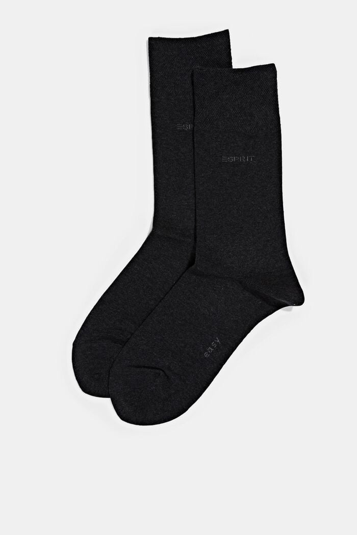 Double pack of socks with soft cuffs, blended organic cotton, BLACK, detail image number 2