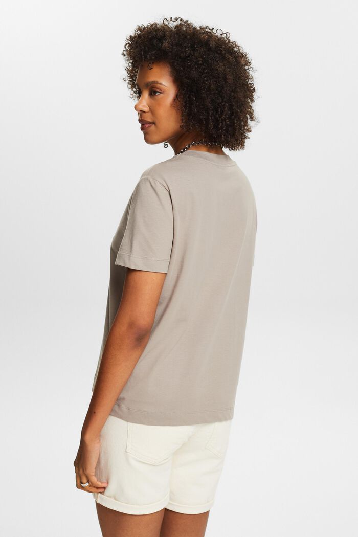 Cotton Crewneck T-Shirt, LIGHT TAUPE, detail image number 2