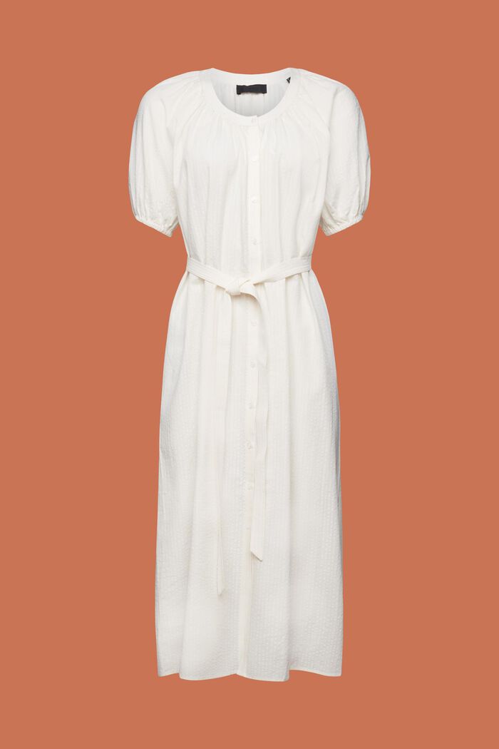 ESPRIT - Midi shirt dress with a tie belt, cotton blend at our online shop