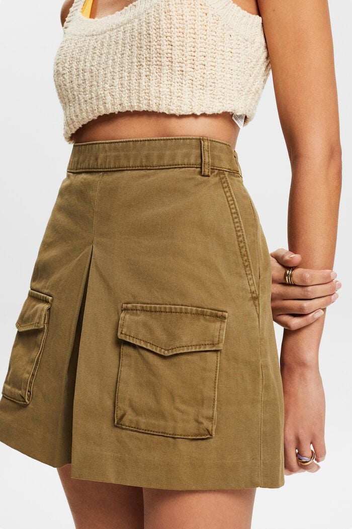 Box Pleat Mini Skirt, KHAKI GREEN, detail image number 2