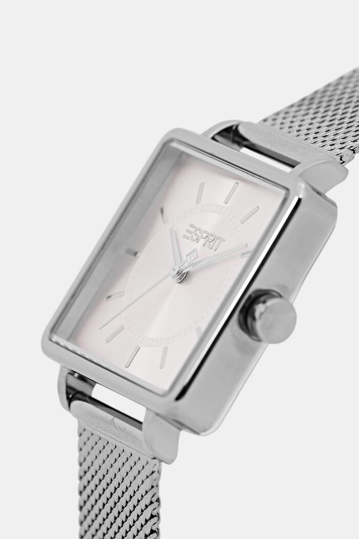 Square watch with a mesh strap, SILVER, detail image number 1